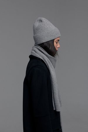 Комплект с кашемиром: шапка + шарф, серый
