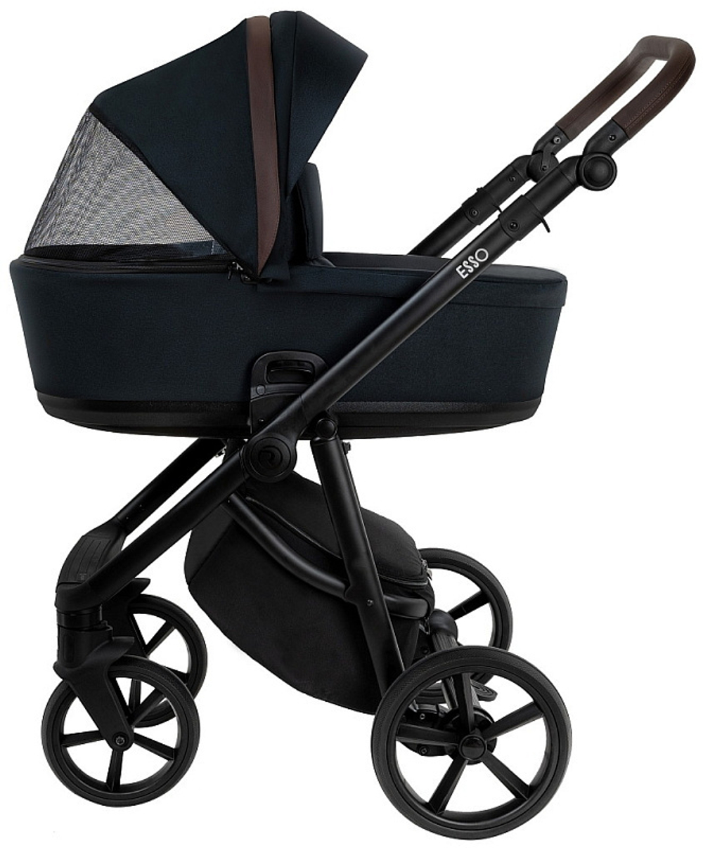 Детская коляска Roan Esso 2025 3 в 1 с автокреслом Tutis Elo Black ESS111/1 Caviar/Black