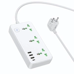 Фильтр сетевой HOCO AC7, 250V/10A 3 розетки, 17W 3.4A Type-C+3xUSB, 1.5m White