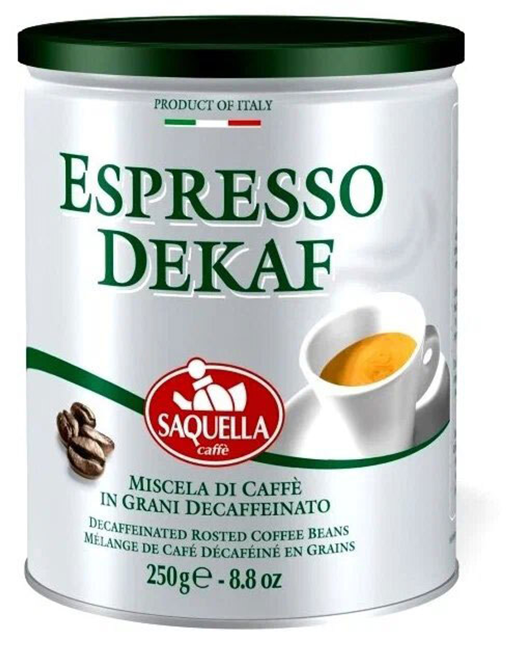 Saquella Зерно кофе Espresso Dekaf 250гр БАНКА