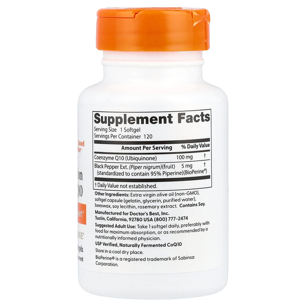 Doctor's Best, легкоусвояемый коэнзим Q10, 100 мг, 120 капсул