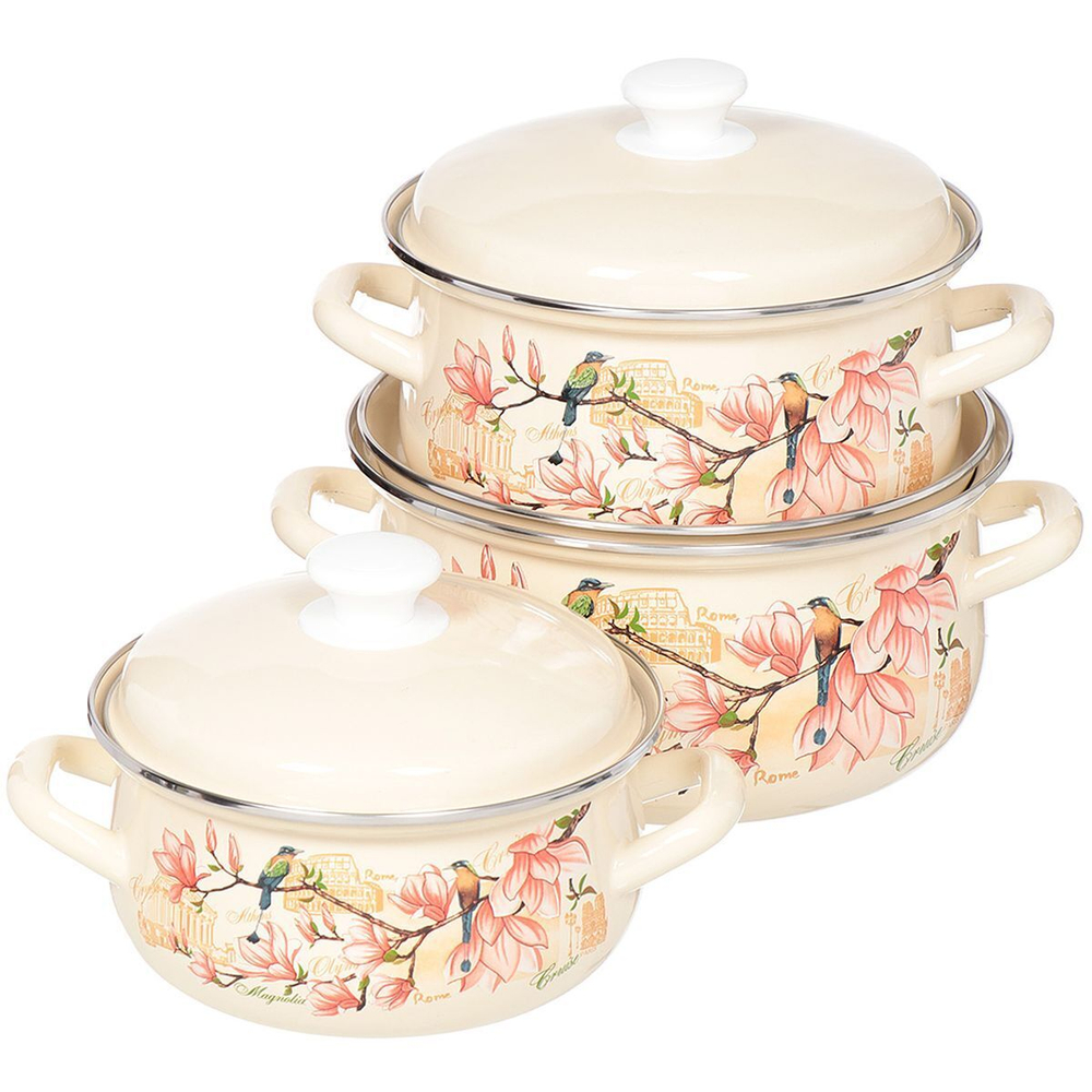 Набор эмалированной посуды 6 пр, кастрюли 2,3,4 л, Керчь, Круиз-1