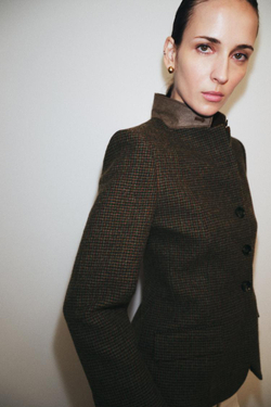 ZARA ПРИТАЛЕННЫЙ БЛЕЙЗЕР ИЗ ШЕРСТИ — ZW COLLECTION, РАЗНОЦВЕТНЫЙ