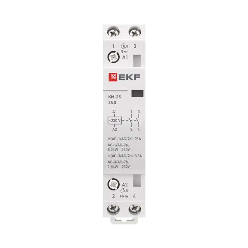 Контактор модульный КМ 25А 2NO 230В АС (1 мод.) PROXIMA EKF