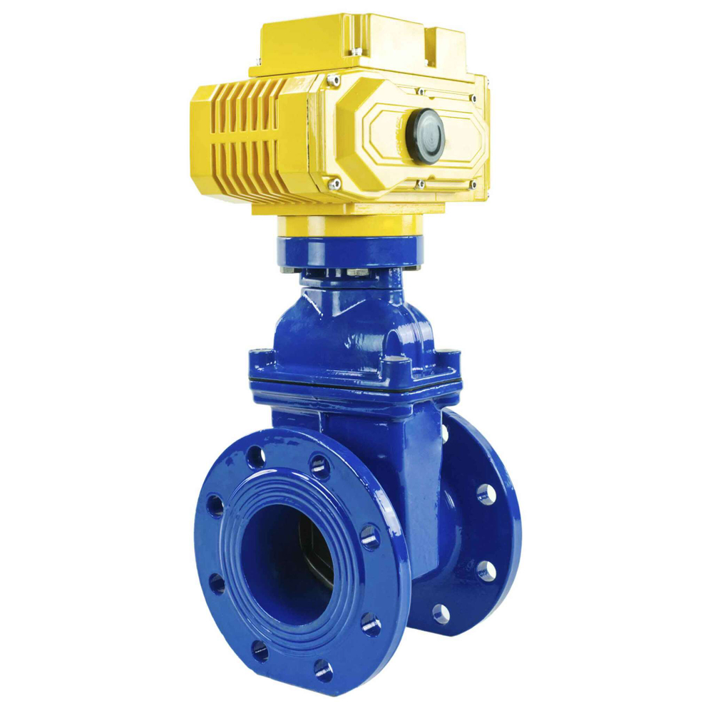 Wedge gate valve 30c939r blue Elephant-GGG50-EPDM-F4-BLUE PSI145 class 150 T=230-248°F flange connection, with rubber lined wedge EPDM, electric actuator Elephant MT 380V