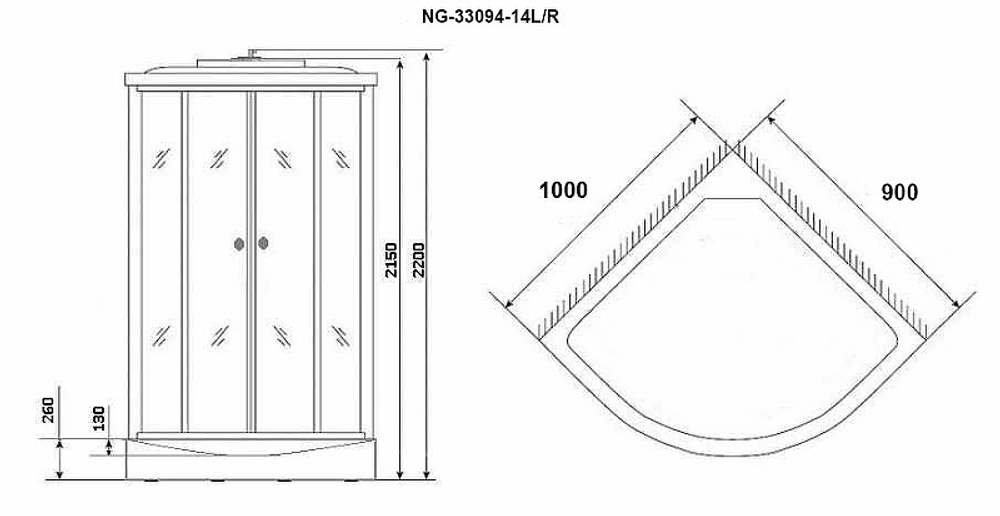 Душевая кабина Niagara Classic 100х90 R NG-33094R без гидромассажа