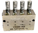 VSG8-KR - Питатель для двухлинейных систем смазки с рабочим давлением 400 бар, количество выходов 8, максимальная доза 2,3 мл/цикл, с регулятором и индикатором