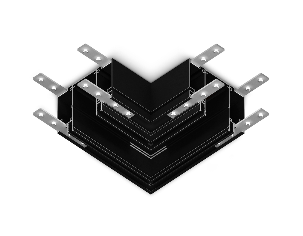 Коннектор угловой для шинопровода в натяжной потолок Magnetic 220V GL1046 BK черный 100*100*51 (соединители в комплекте)