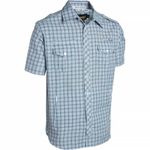 Рубашка синяя в мелкую клетку фото