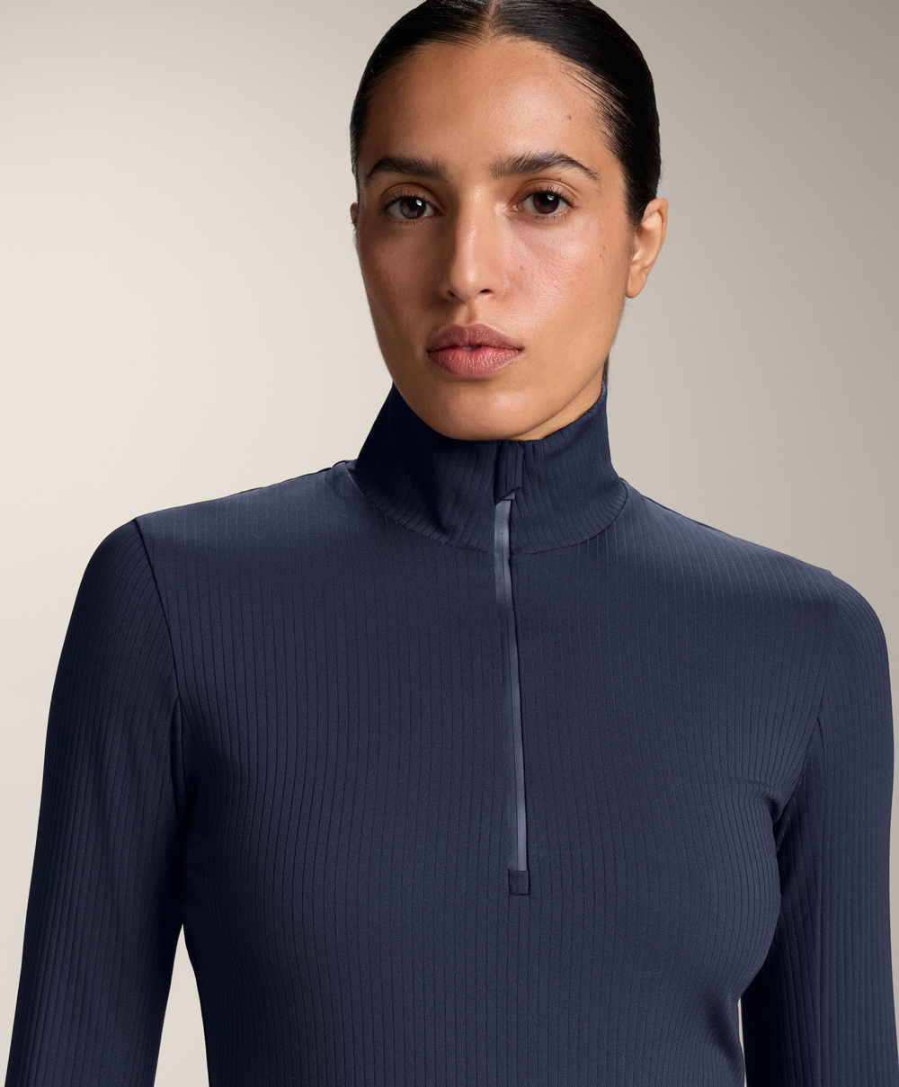 Oysho Термофутболка с застёжкой-молнией на половину длины, синий