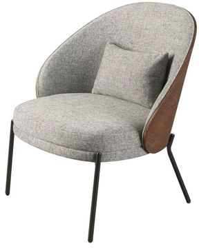 Кресло 5184 из серой ткани и орехового шпона Испания