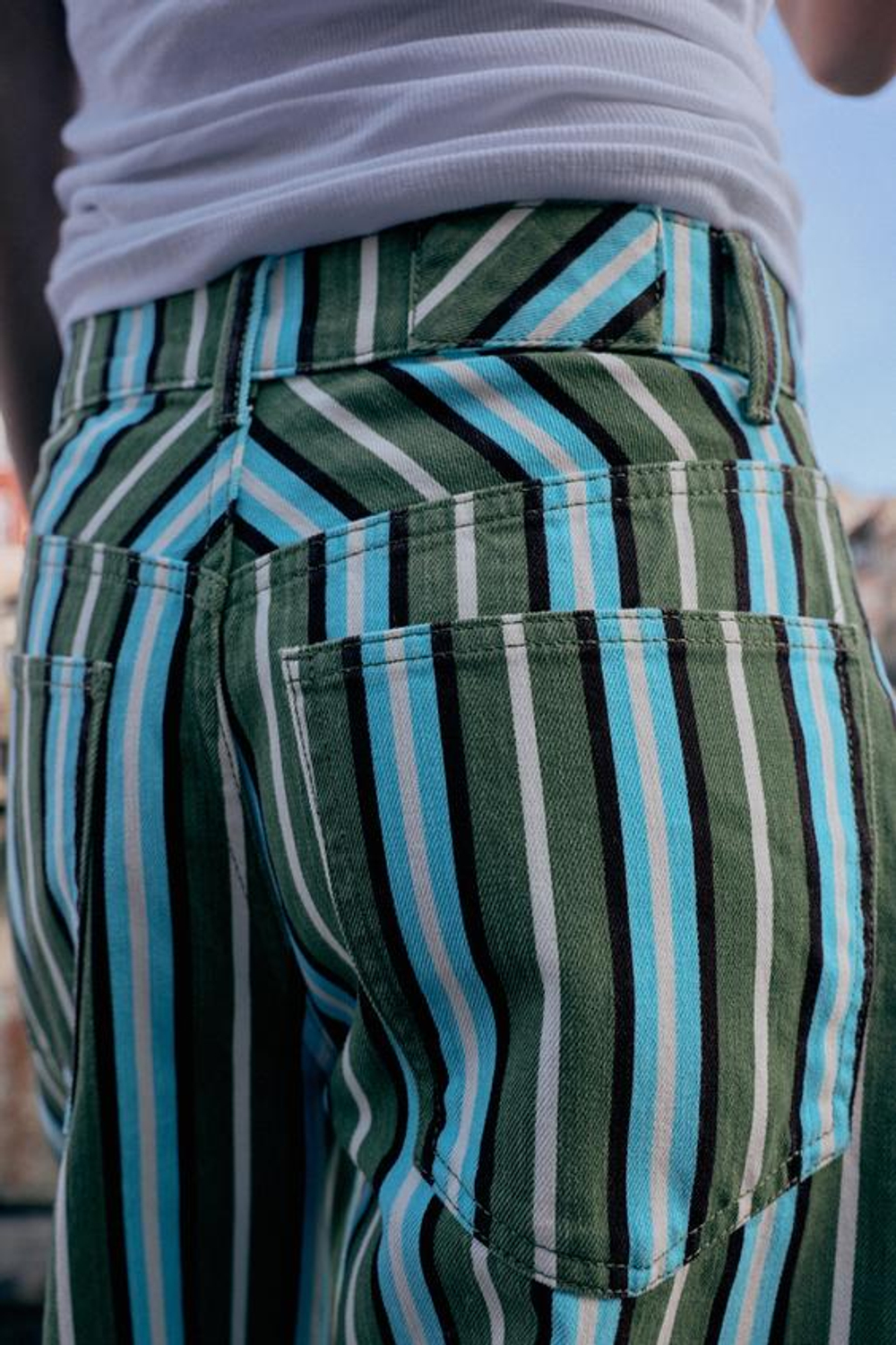 ZARA ДЖИНСЫ Z1975 BARREL В ПОЛОСКУ, ПОЛОСКИ