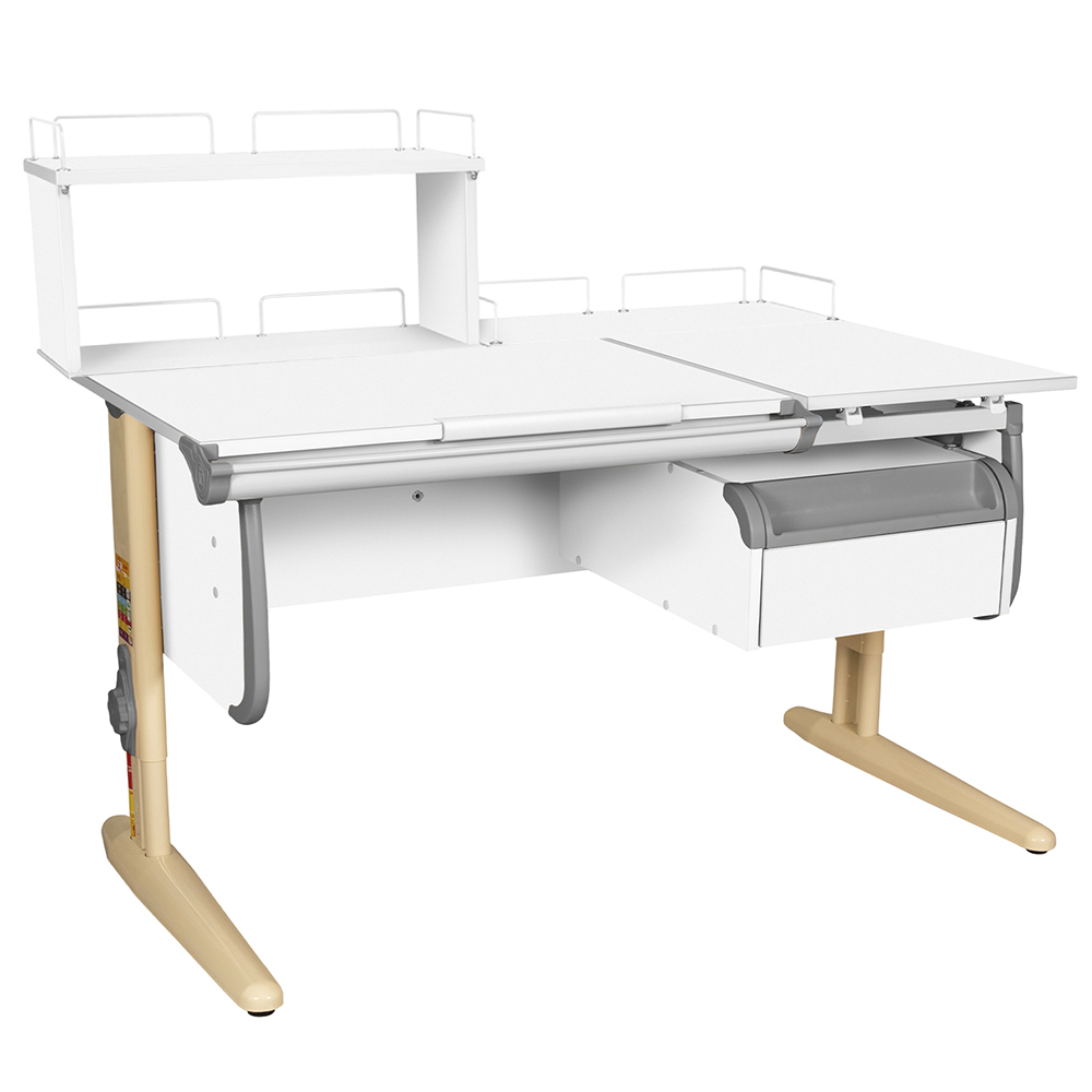 Растущая парта СУТ 25 с задними полками СУТ.15.210 и СУТ.15.240 и навесной тумбой (1200×880 мм)