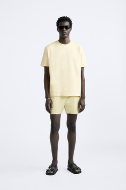 ZARA ПЛАВКИ С ЭЛАСТИЧНЫМ ПОЯСОМ, ВАНИЛЬНЫЙ