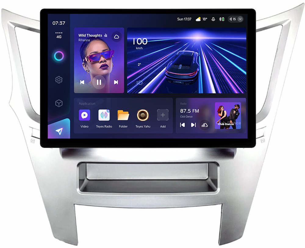 Магнитола для Subaru Legacy 5, Outback 4 2009-2014 (левый руль, рамка серебро) - Teyes CC3-2K монитор 13" 2K QLED на Android 10, ТОП процессор, CarPlay, 4G SIM-слот