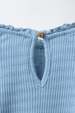 ZARA КОМПЛЕКТ ИЗ БОДИ И ЛЕГИНСОВ С КРУЖЕВОМ, ВЫЦВЕТШИЙ СИНИЙ