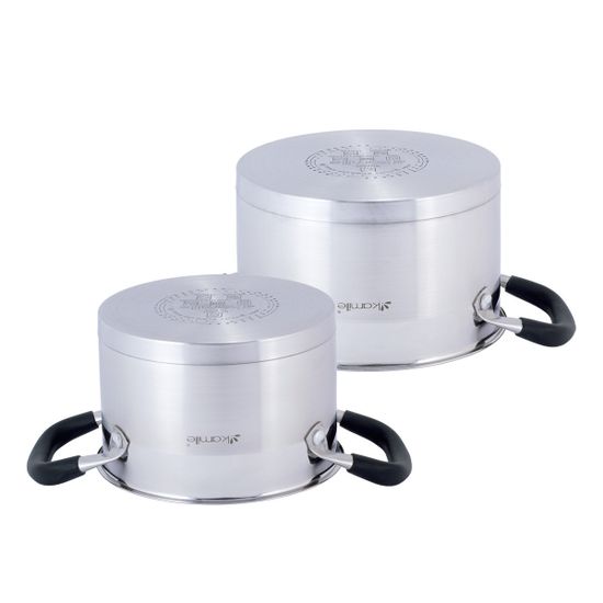 Набор кастрюль 2,0 л; 2,7 л. из нержавеющей стали Kamille KM 5751 с силиконовыми вставками на ручках