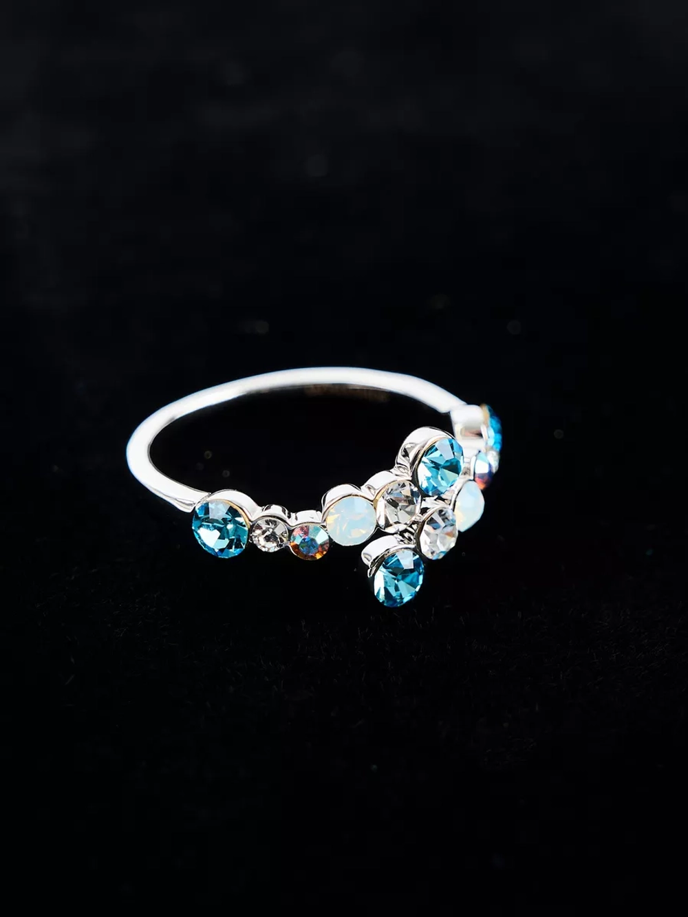 Кольцо Млечный путь с голубыми кристаллами Swarovski