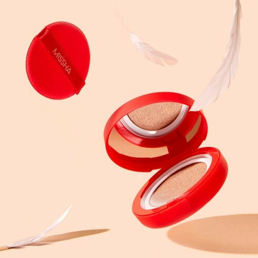 Тональный кушон с матовым финишем. Missha Тон 21 Velvet Finish Cushion SPF50+ PA+++№21 15 гр.