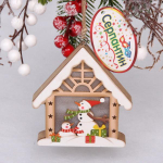 Украшение новогоднее подвесное с подсветкой "Снеговички в домике" 10см