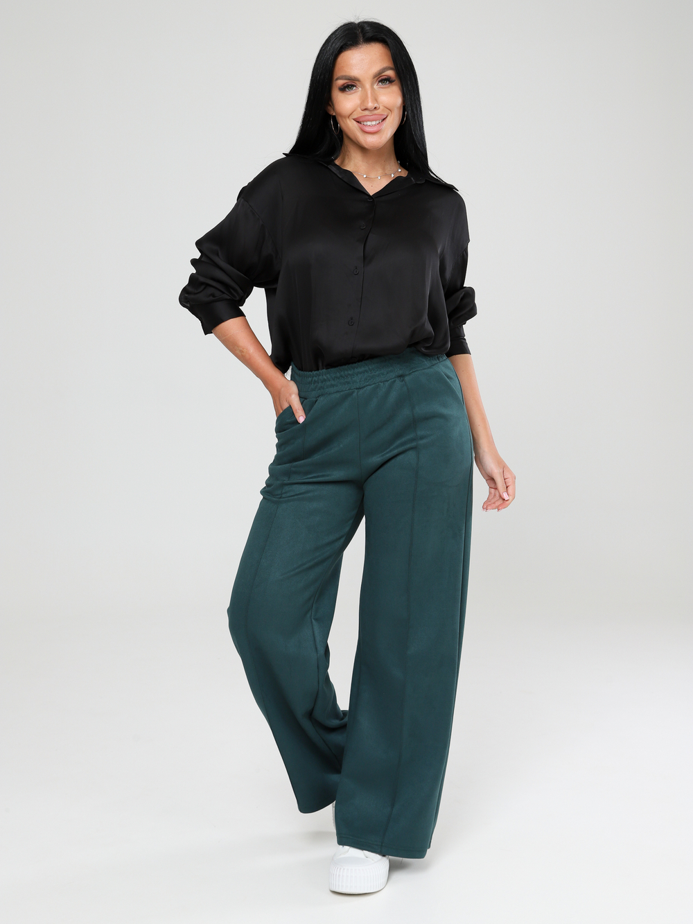 Брюки "Палаццо" замша изумруд