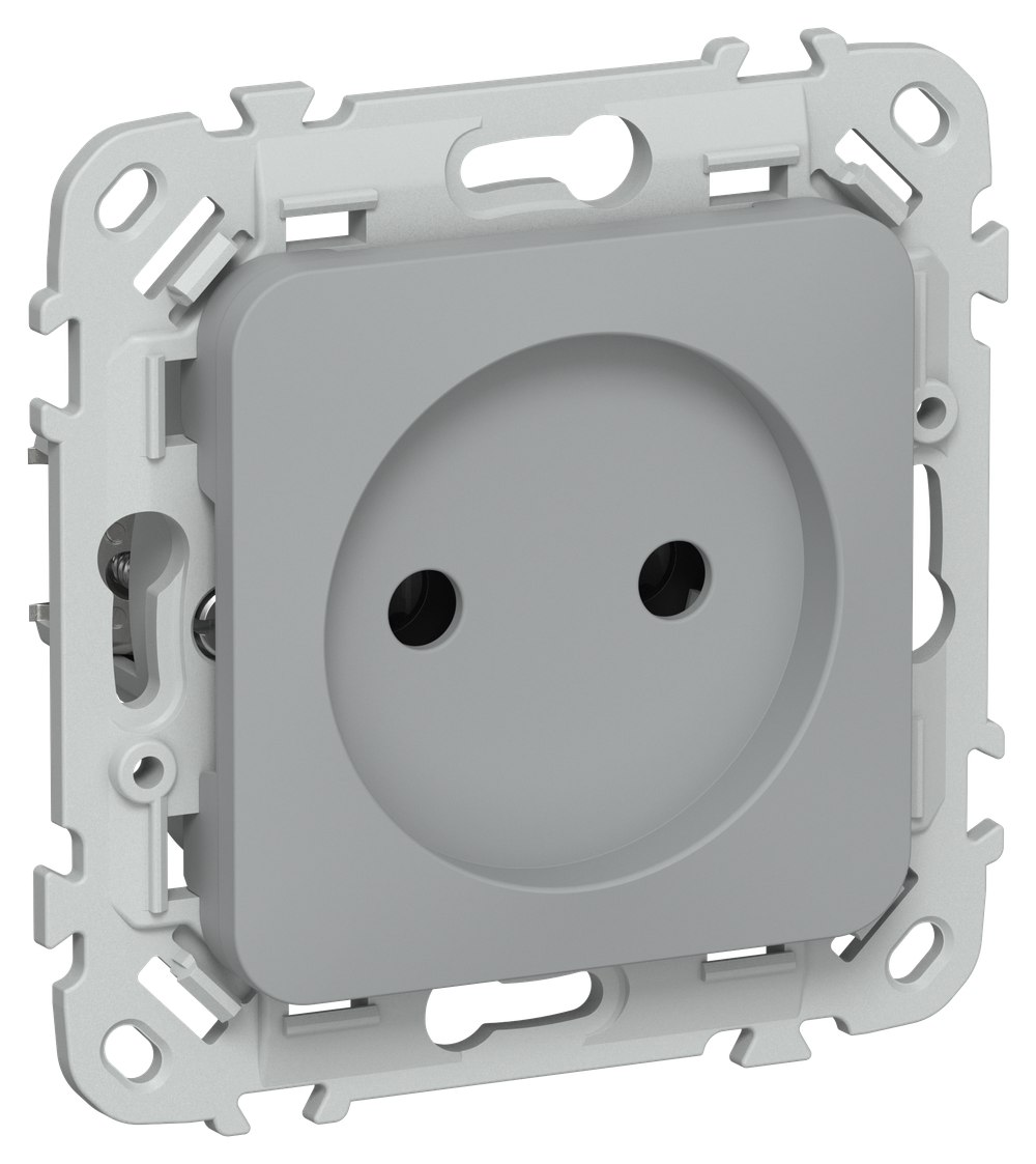 FLITE Розетка без заземления без защитных шторок безвинтовое крепление 10А РС01-1-ФлС серый IEK