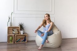 Кресло Мешок Груша Светло-Бежевая ЭкоКожа (4XL, Классический)