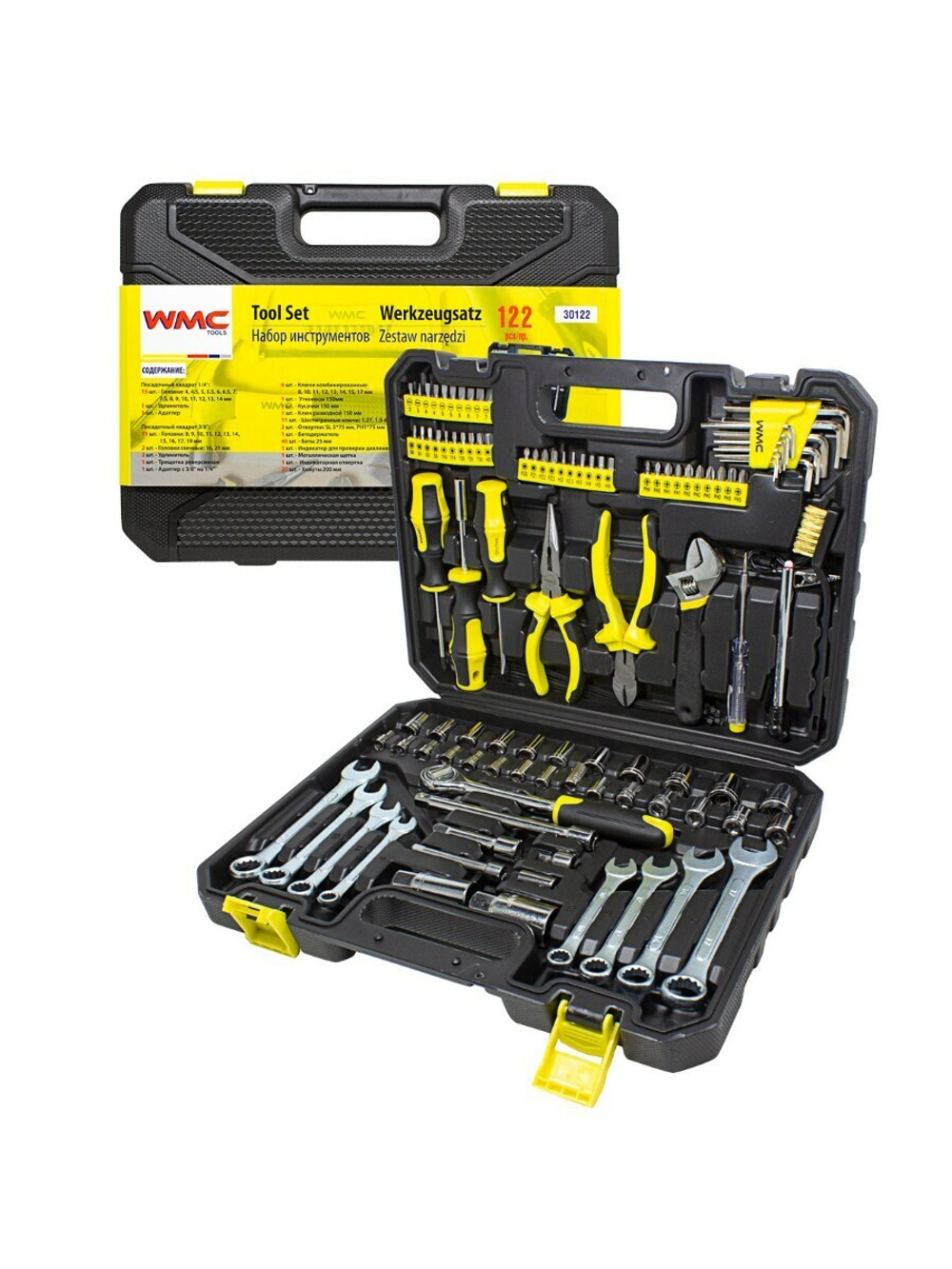 Набор инструментов 122 пр 1/4''3/8''(6гр)(4-19мм) WMC TOOLS WMC-30122