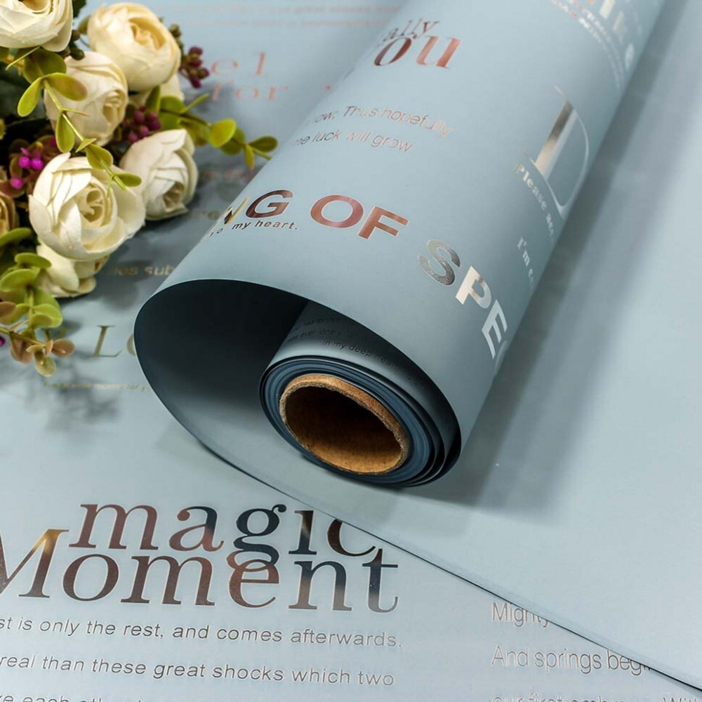 Пленка В рулоне 10 м х 58 см с серебряным тиснением (Голубой)