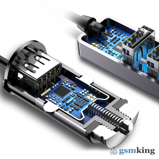 Baseus Enjoy Together Four Interfaces Output Patulous Car Charger 5.5A Dark Gray CCTON-0G