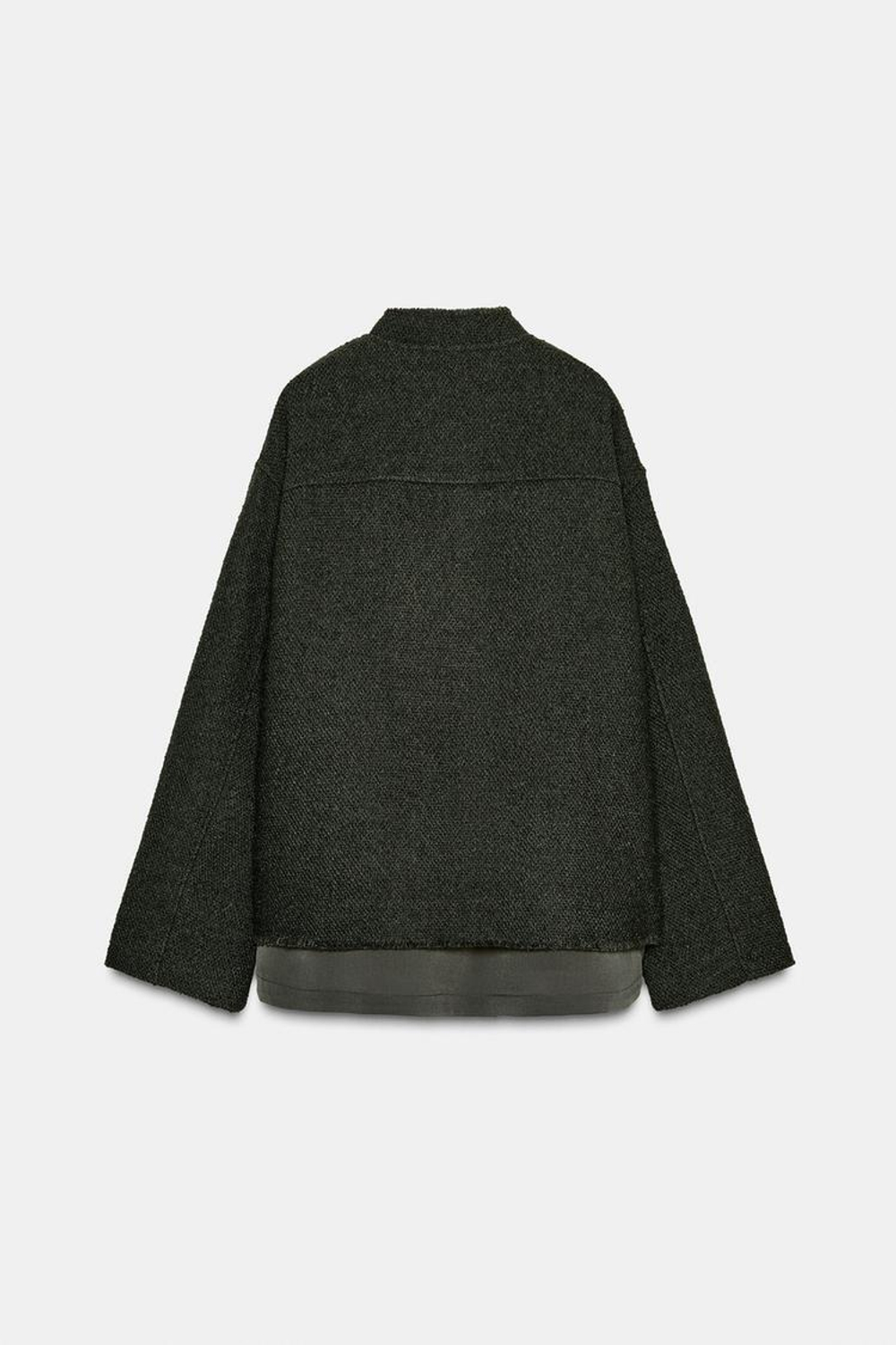 ZARA КУРТКА ИЗ РЕЛЬЕФНОЙ ТКАНИ С ШЕРСТЬЮ — ZW COLLECTION, ХАКИ