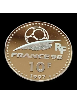Монета 10 франков 1997 год "Чемпионат мира по футболу 1998"