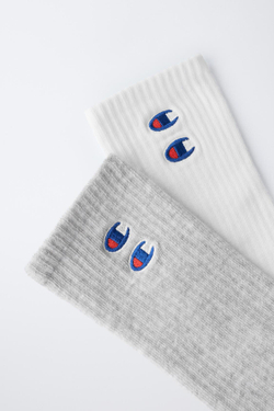 ZARA Х CHAMPION ® НАБОР ИЗ ДВУХ ПАР НОСКОВ С ВЫШИВКОЙ, БЕЛЫЙ