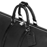 LOUIS VUITTON Keepall Crocodile Leather With Calfskin One Shoulder Crossbody Handheld Travel Bag Men"s Black