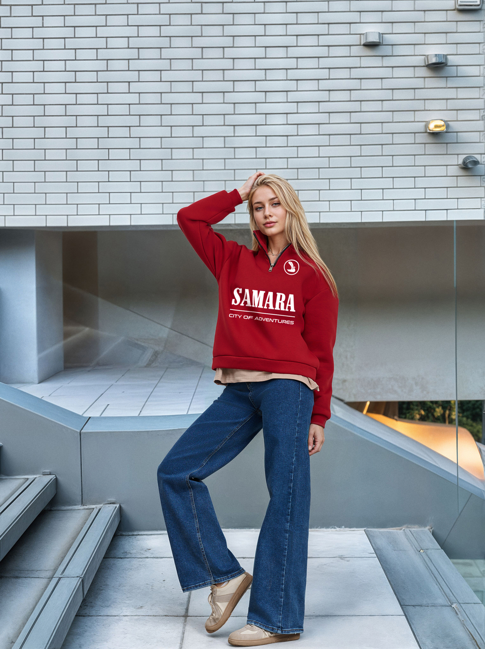 Толстовка женская с зип-воротником "Samara" красный