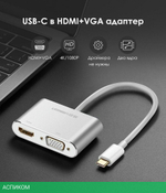 Конвертор сигнала UGREEN CM162-50505 Silver (50505)