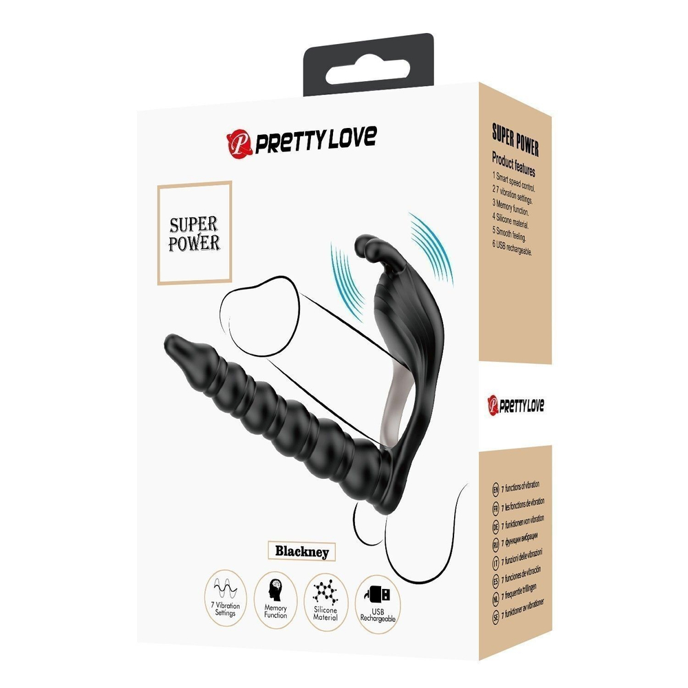 Черная насадка для двойного проникновения Blackney (Цвет: черный)