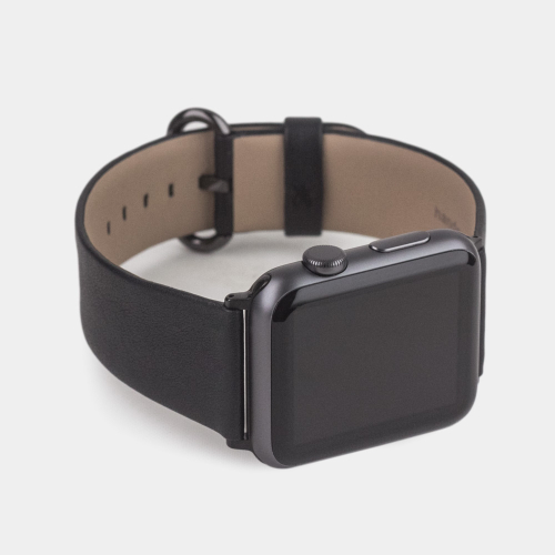 Ремешок для Apple Watch 44/45/46 mm из кожи теленка, черного цвета