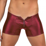 Кожаные трусы мужские на молнии Ohyeah "Хипсы" бордовые, S