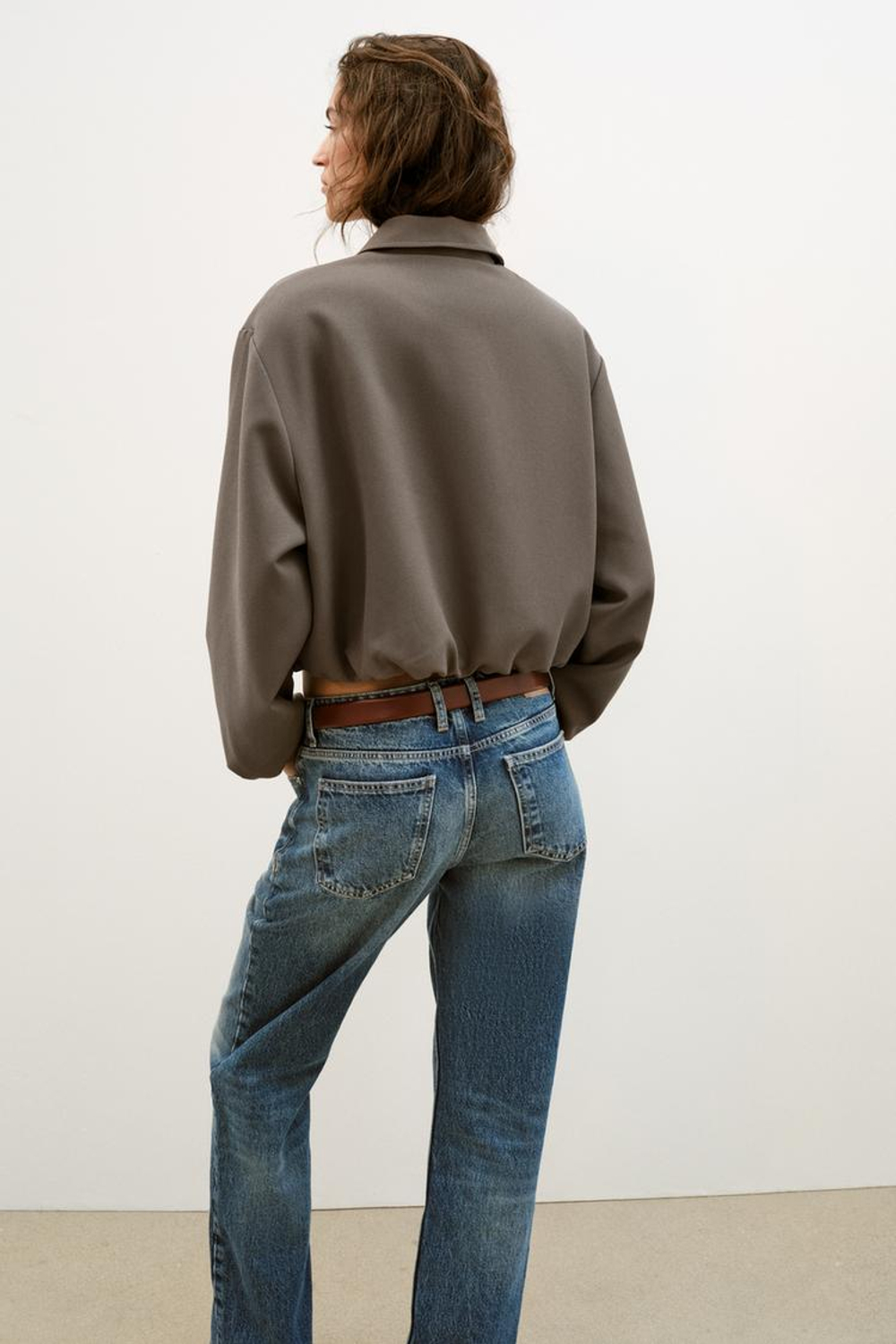 ZARA КУРТКА С ЗАСТЕЖКОЙ-МОЛНИЕЙ, СВЕТЛЫЙ ХАКИ