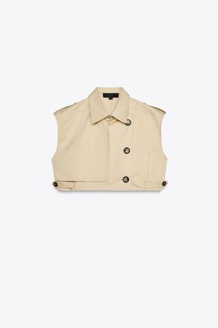 ZARA КРОП-ТОП С ХЛЯСТИКАМИ, ПЕСОЧНЫЙ