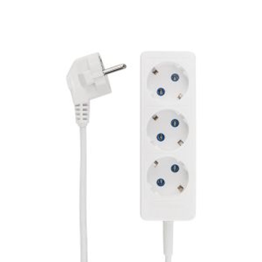Удлинитель 3 гнезда, 3м, 3х0,75мм², с/з, белый PROconnect
