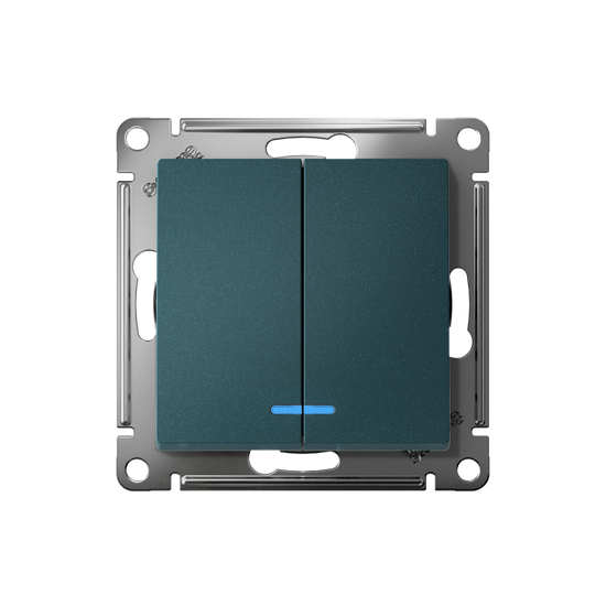 Выключатель 2-кл. СП AtlasDesign 10А IP20 (сх. 5а) 10AX с подсветкой механизм изумруд SE ATN000853