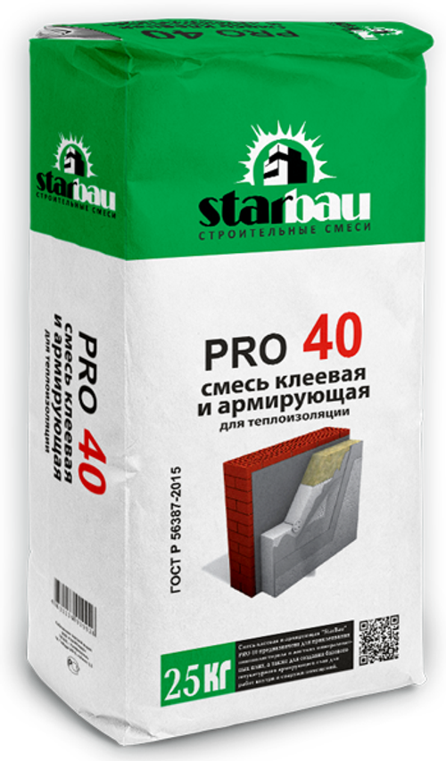 StarBau PRO 40 Клей для приклейки и армировки (25 кг)