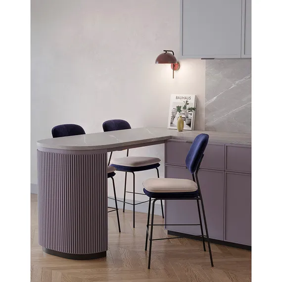 Стул полубарный pea, велюр, темно-синий/бежевый