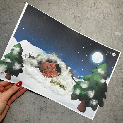 Идея зимней поделки "Мишка в берлоге"