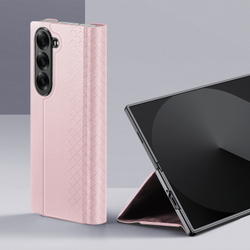 Чехол розового цвета с премиальной искусственной кожи от Dux Ducis для Samsung Galaxy Z Fold 6, серия Bril Series Case