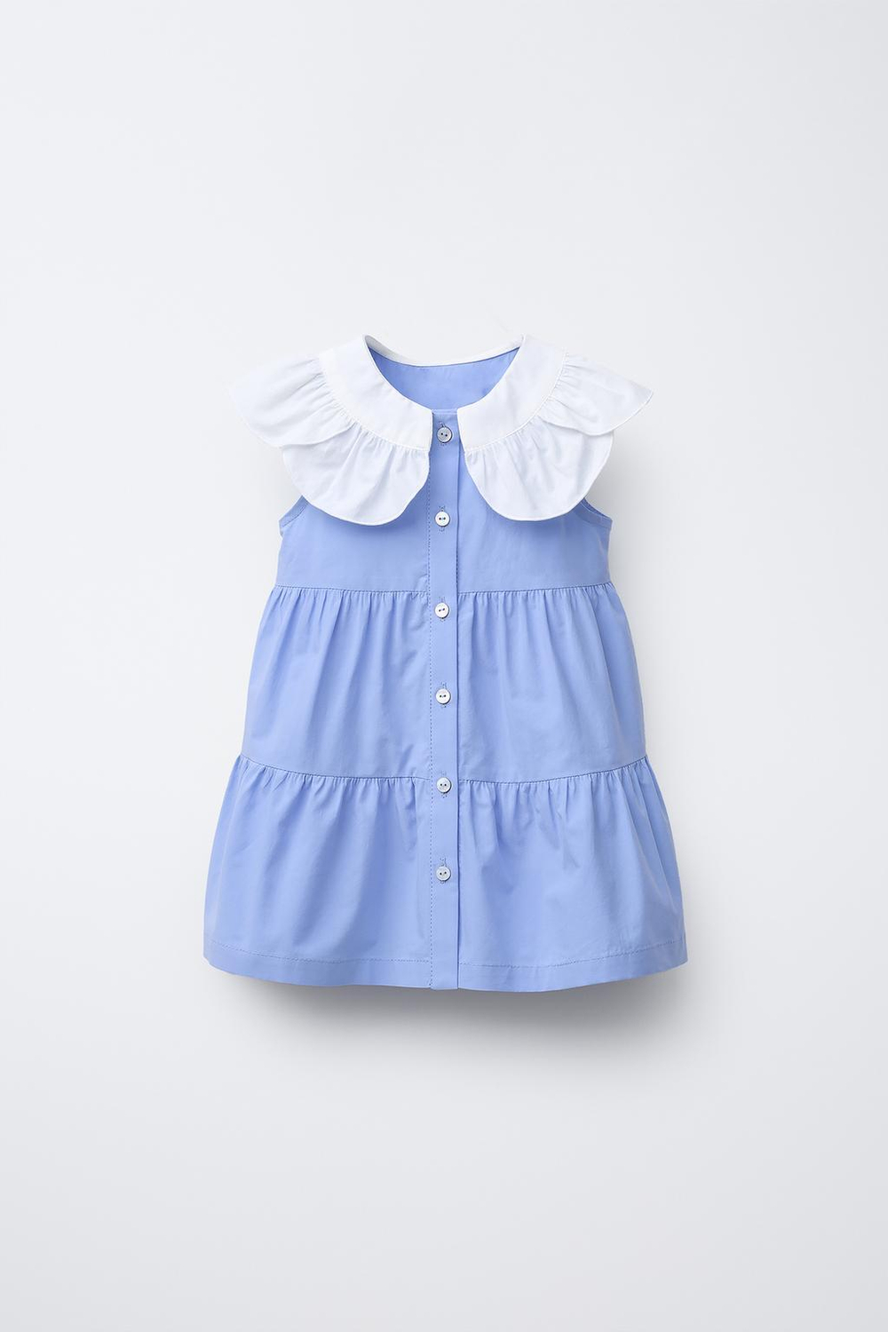 ZARA ЯРУСНОЕ ПЛАТЬЕ ИЗ ПОПЛИНА, СИНИЙ