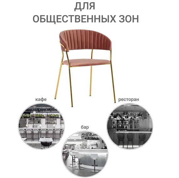 Стул Drixen пудровый велюр с золотыми ножками