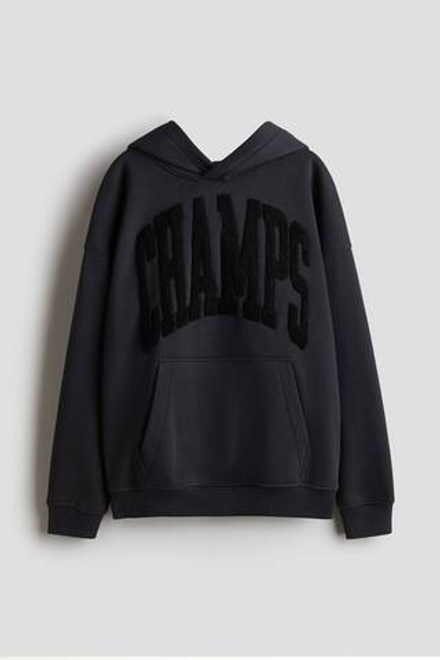 H&M Толстовка с капюшоном и принтом, серый